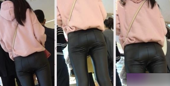 粉红色4K街拍卫衣小姐姐作品